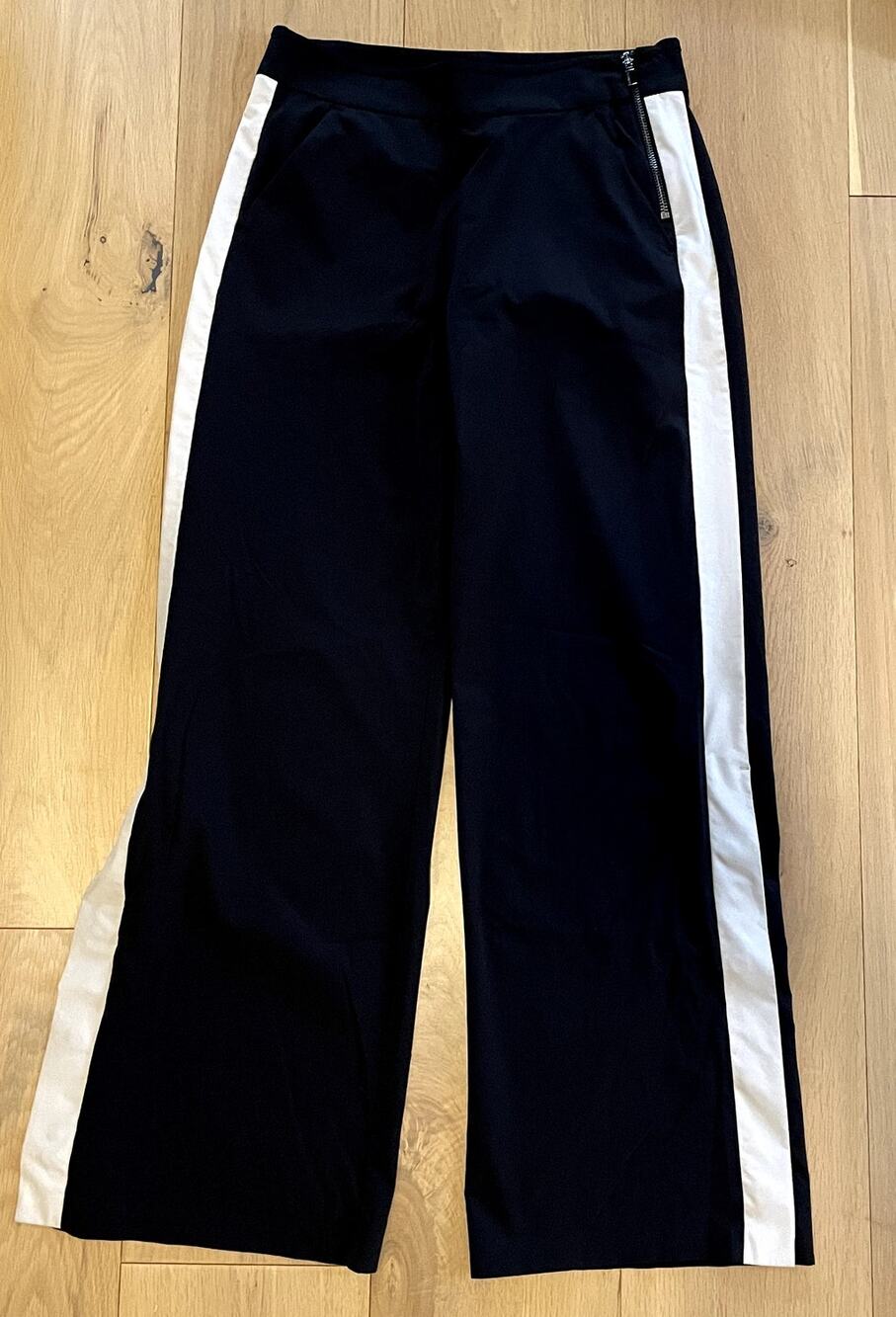 Athleta Wide Leg Tuxedo Pant white stripe size 2